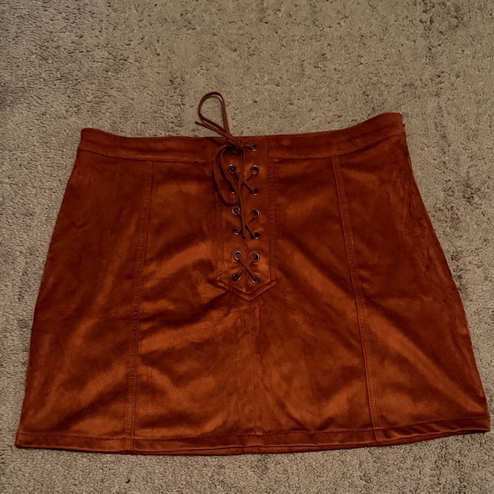 Forever 21 Rust Lace-Up Mini Skirt